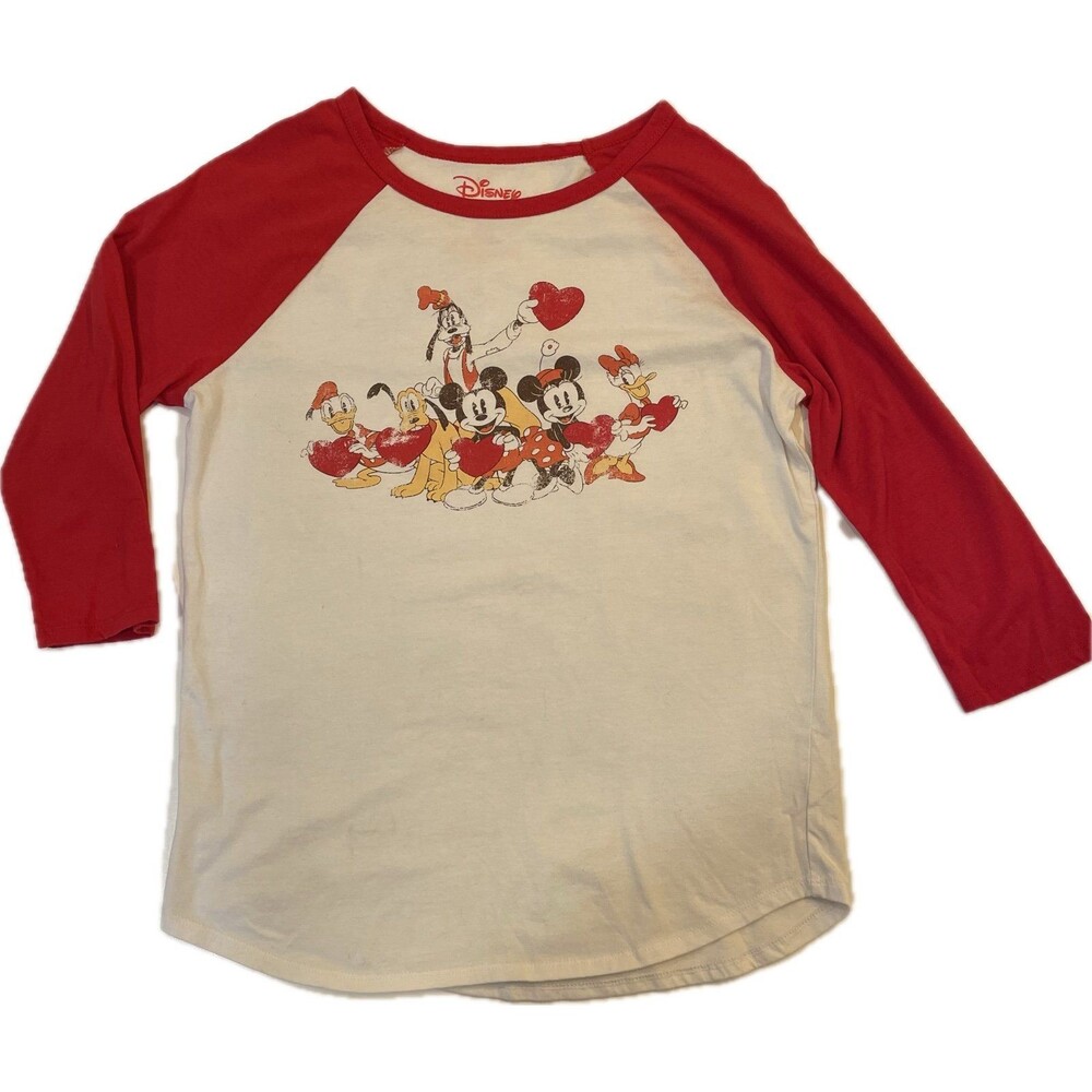 Vintage Mickey and friends Valentine Raglan Tee Disney JG Hook